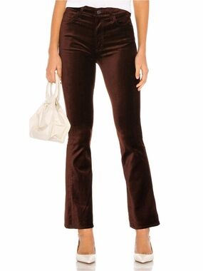 AGOLDE Nico High-Rise Bootcut Velvet Trouser Brown Velvet Slim Leg Jean Sz 26